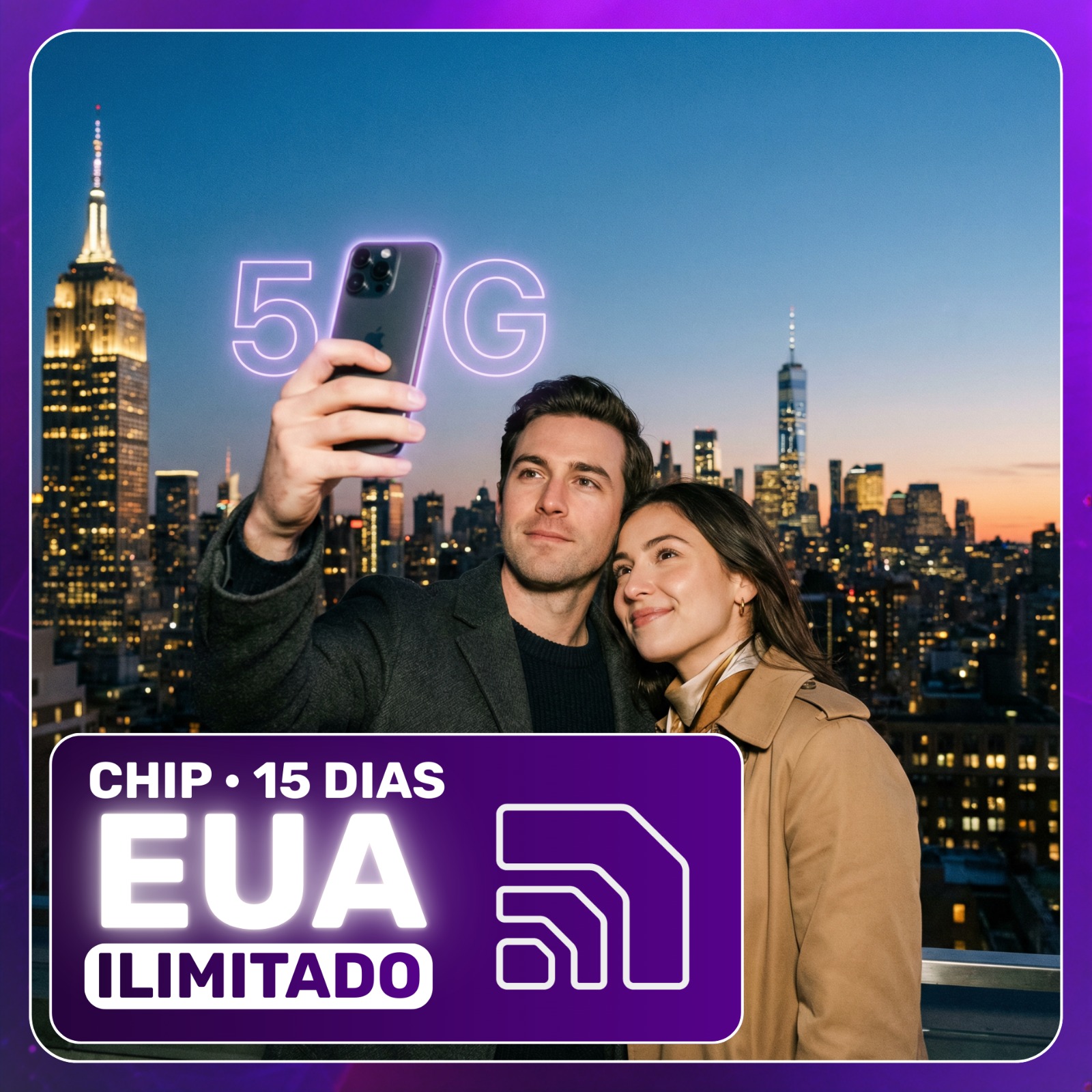 Chip Estados Unidos 5G Ilimitado - Período de 15 dias