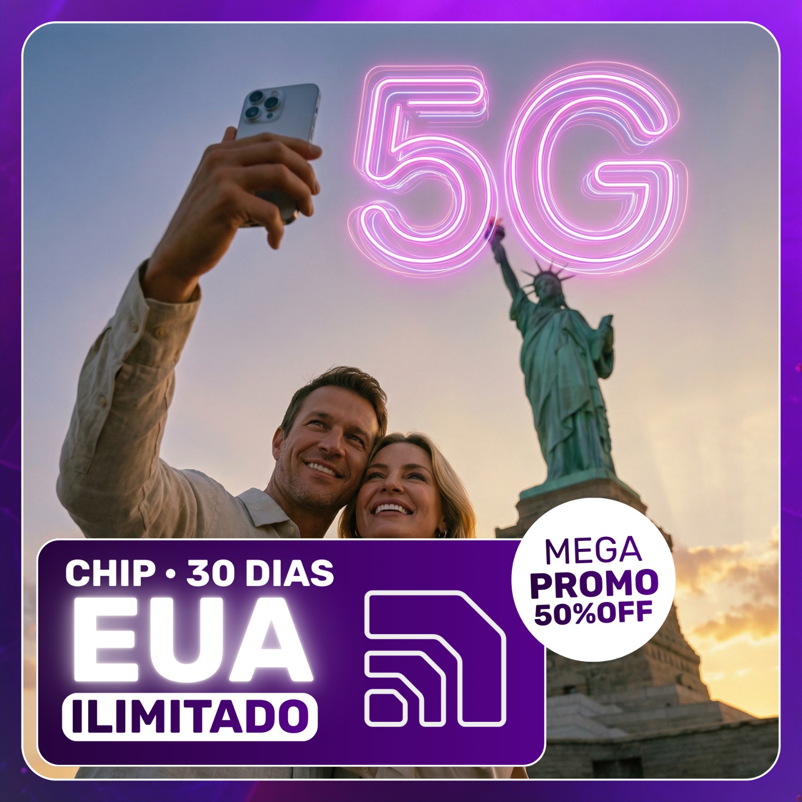 Chip Estados Unidos 5G Ilimitado - Período de 30 dias - Mega Promo